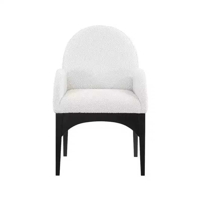 Boucle Fabric Dining Chair with Solid Ash Wood Frame