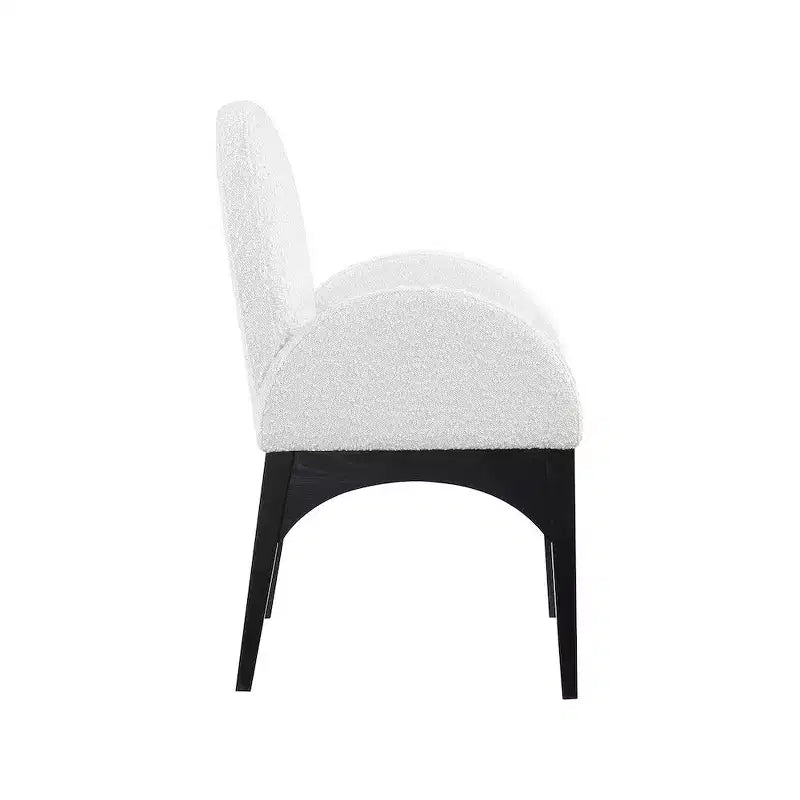 Boucle Fabric Dining Chair with Solid Ash Wood Frame