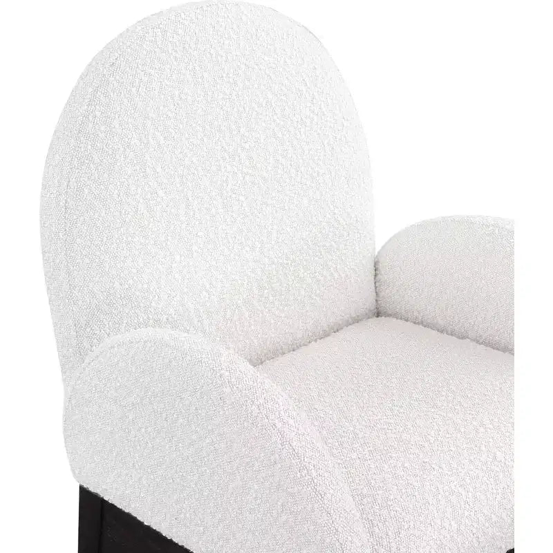 Boucle Fabric Dining Chair with Solid Ash Wood Frame