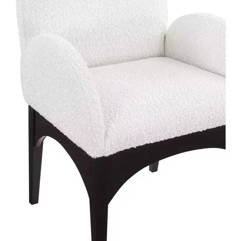 Boucle Fabric Dining Chair with Solid Ash Wood Frame