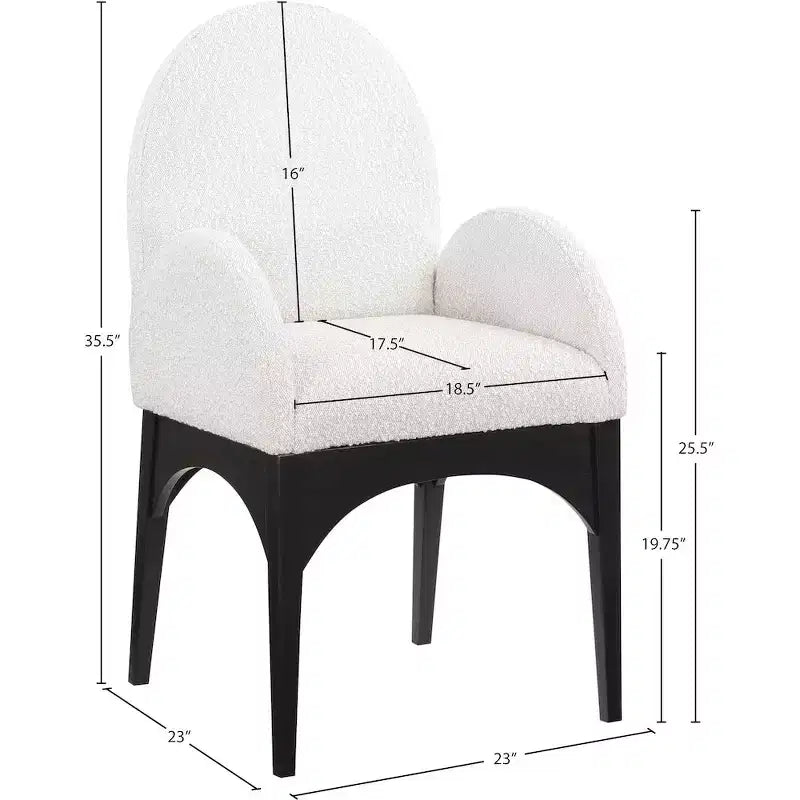 Boucle Fabric Dining Chair with Solid Ash Wood Frame
