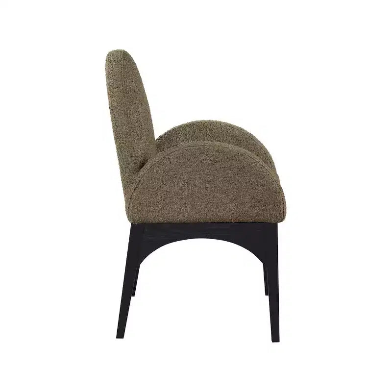 Boucle Fabric Dining Chair with Solid Ash Wood Frame