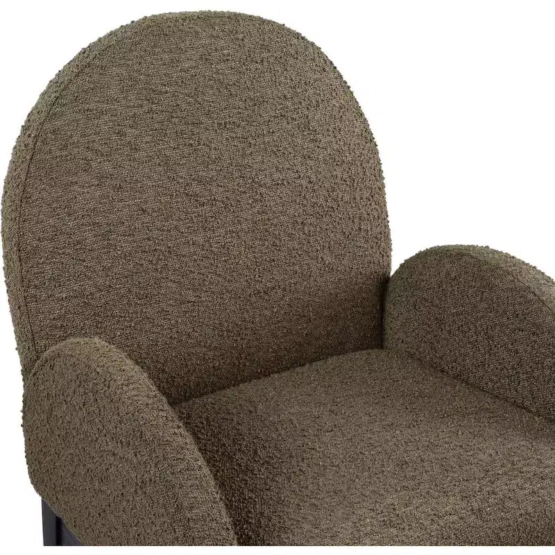 Boucle Fabric Dining Chair with Solid Ash Wood Frame