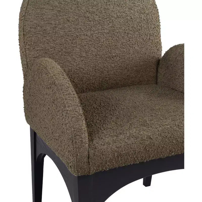 Boucle Fabric Dining Chair with Solid Ash Wood Frame