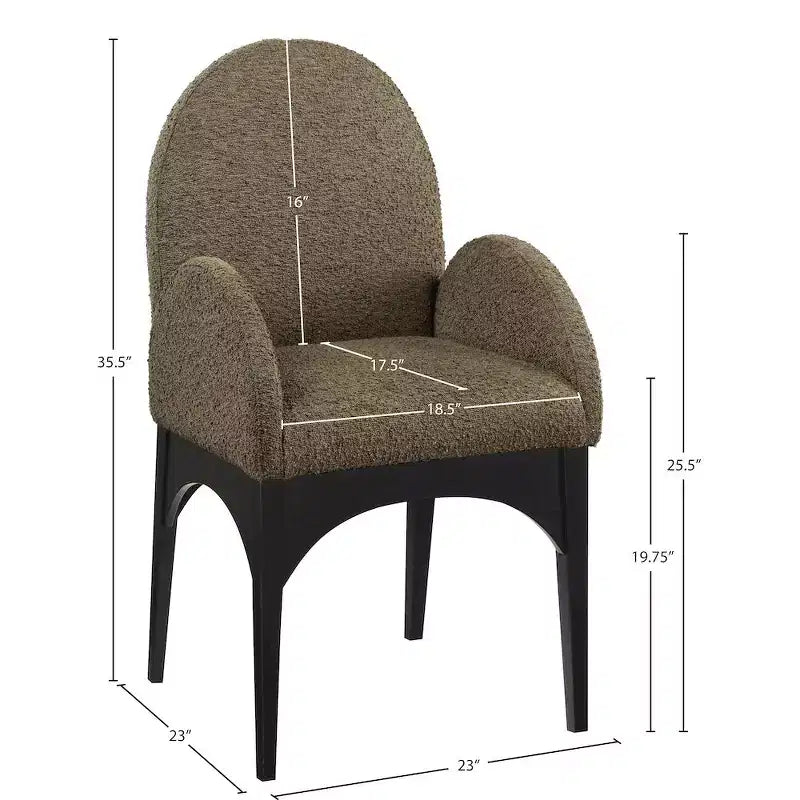 Boucle Fabric Dining Chair with Solid Ash Wood Frame