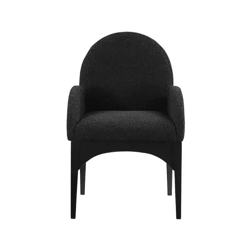 Boucle Fabric Dining Chair with Solid Ash Wood Frame