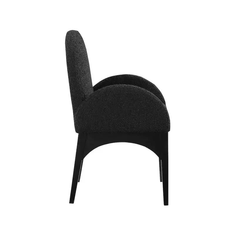 Boucle Fabric Dining Chair with Solid Ash Wood Frame