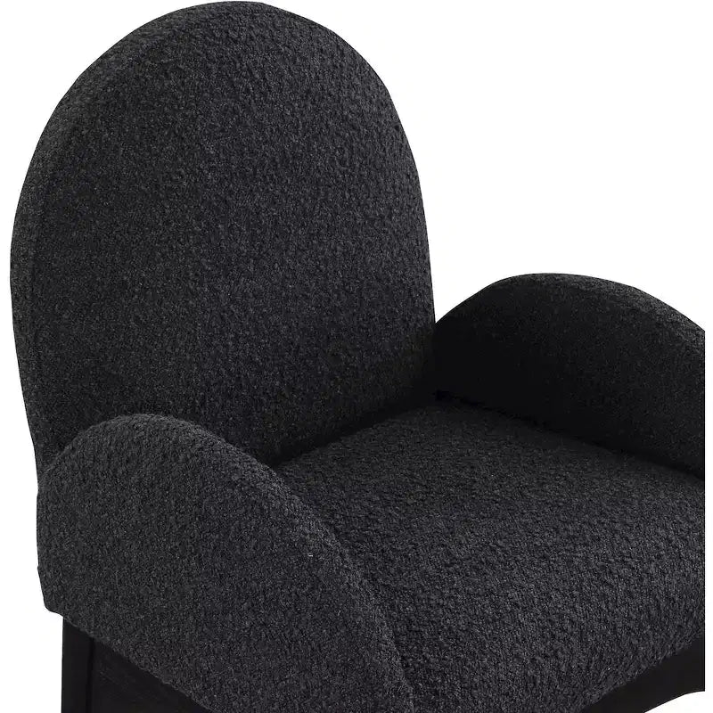 Boucle Fabric Dining Chair with Solid Ash Wood Frame