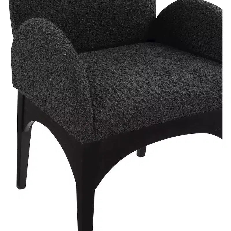 Boucle Fabric Dining Chair with Solid Ash Wood Frame
