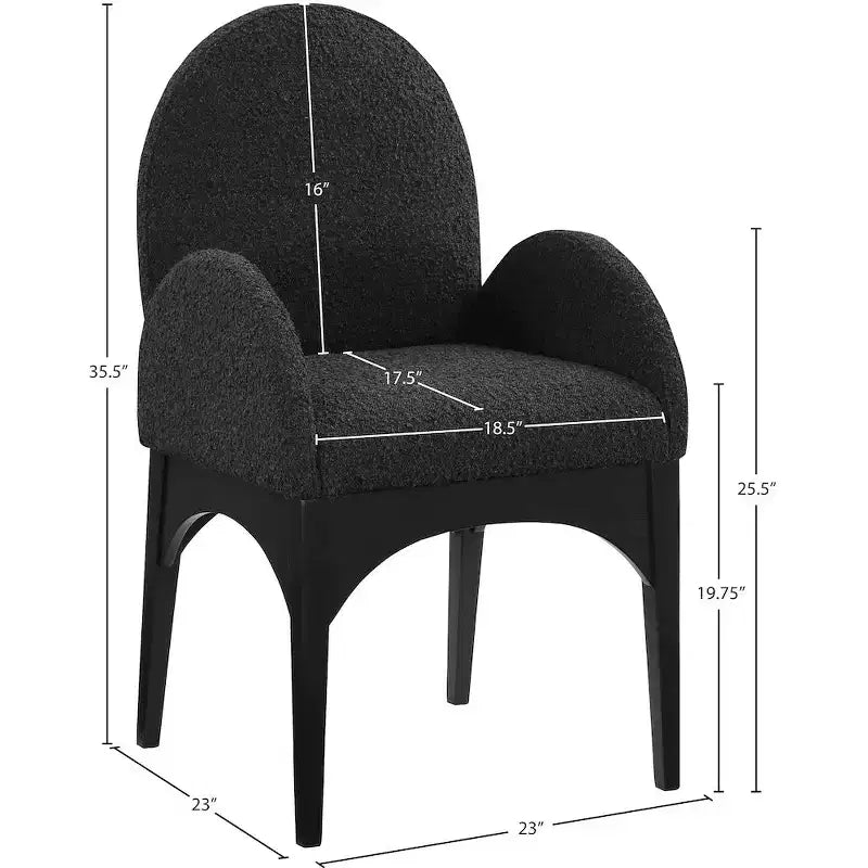 Boucle Fabric Dining Chair with Solid Ash Wood Frame