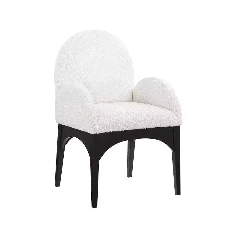 Boucle Fabric Dining Chair with Solid Ash Wood Frame