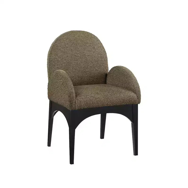 Boucle Fabric Dining Chair with Solid Ash Wood Frame