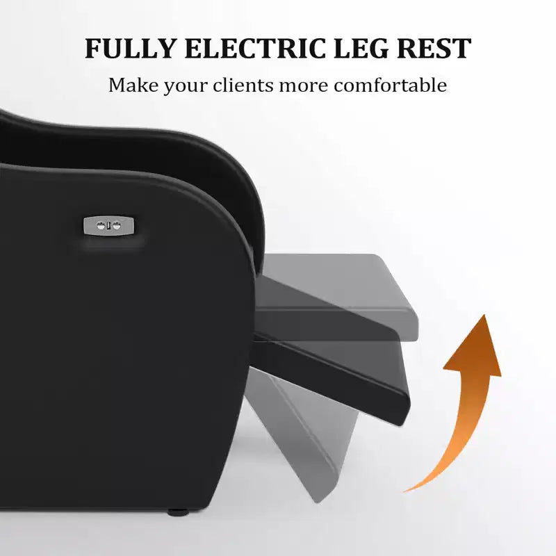 Electric Shampoo Bowl and Chair Backwash Unit with Reclining Legrest and Tilting Porcelain Shampoo Sink