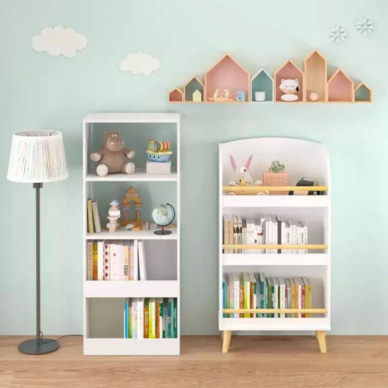 Kids Bookshelf, 3-Tier Bookcase, Book Organizer, toy Storage Cabinet Organizer, White