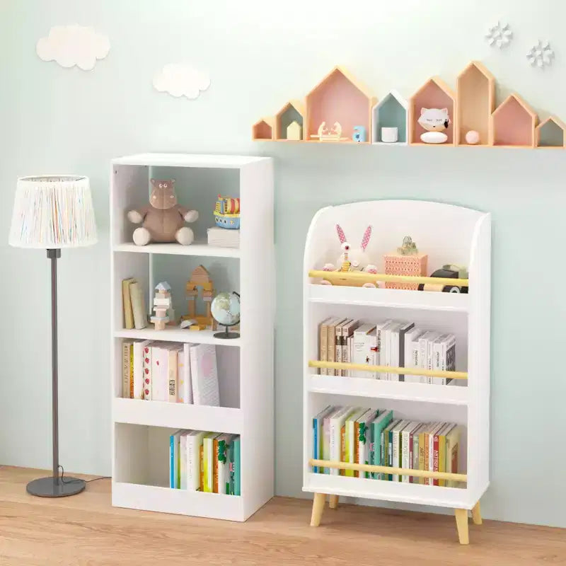 Kids Bookshelf, 3-Tier Bookcase, Book Organizer, toy Storage Cabinet Organizer, White