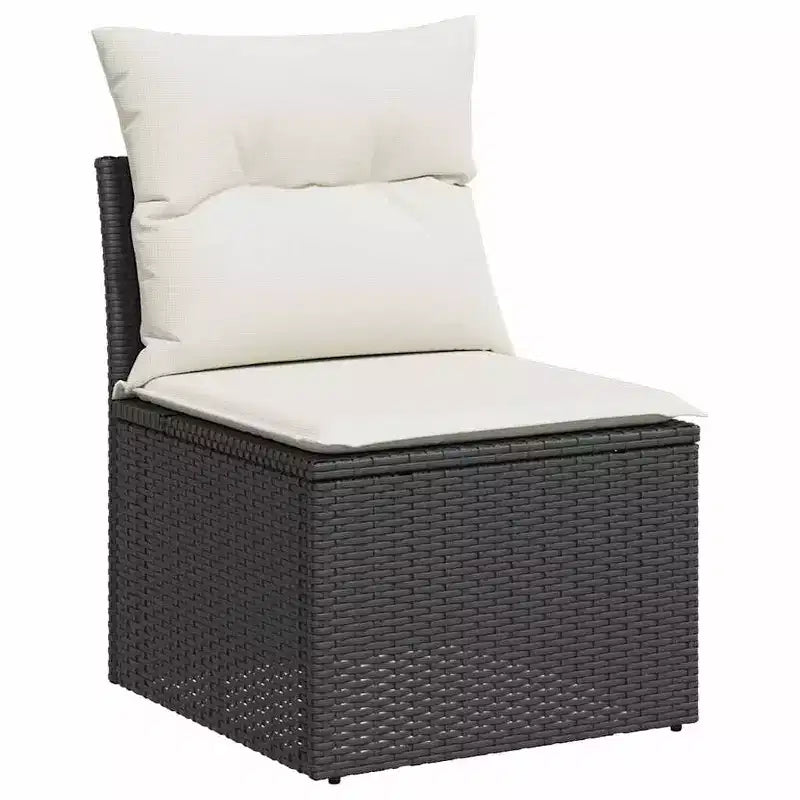 vidaXL Ensemble de canapés de jardin noir, blanc crème