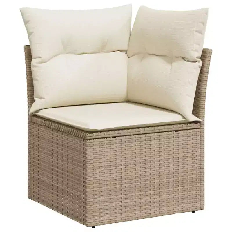 vidaXL Salon de jardin 10 pcs avec coussins Résine tressée Beige