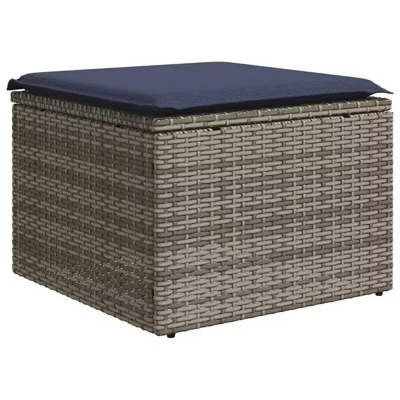 vidaXL Salon de jardin noir avec coussins bleus
