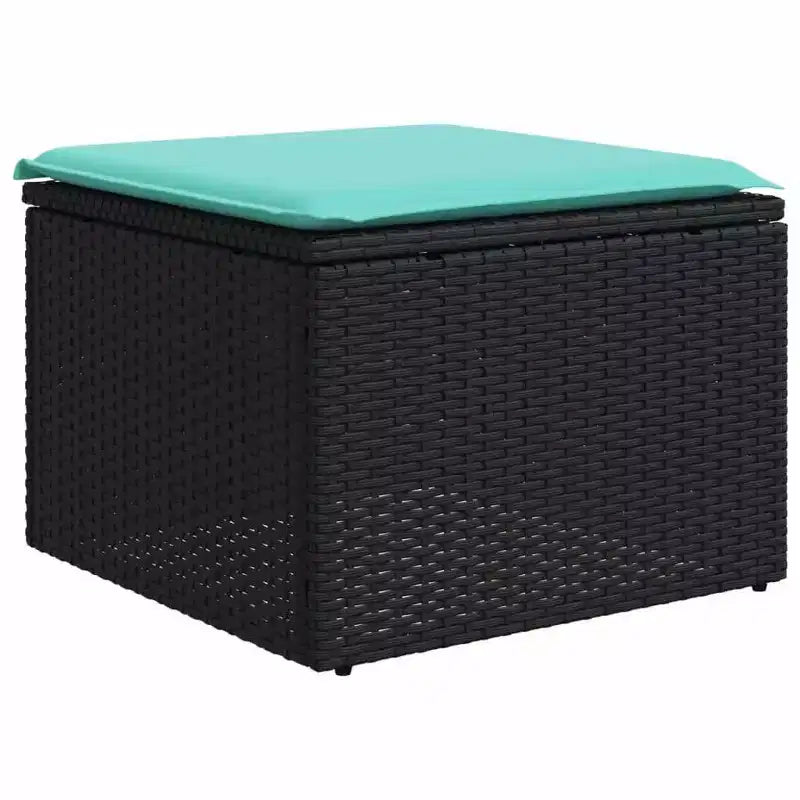 vidaXL Salon de jardin noir avec coussins bleus
