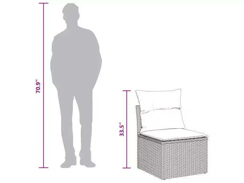 vidaXL Salon de jardin 7 pcs en résine tressée marron - Marron
