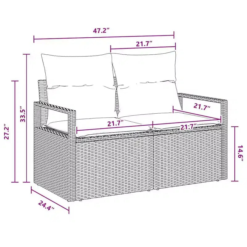 vidaXL Salon de jardin 7 pcs en résine tressée marron - Marron