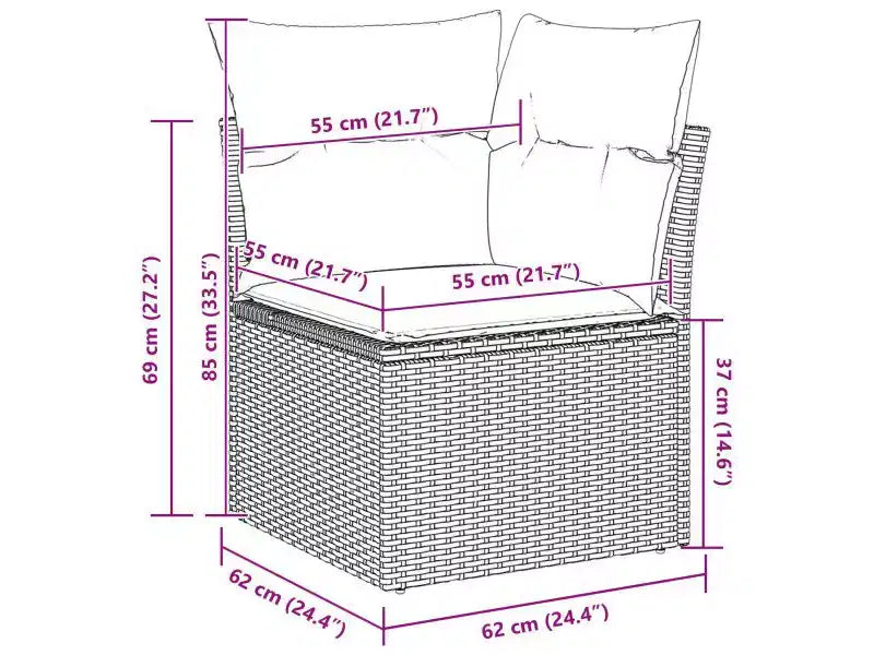 vidaXL Salon de jardin 5 pcs Marron Résine tressée