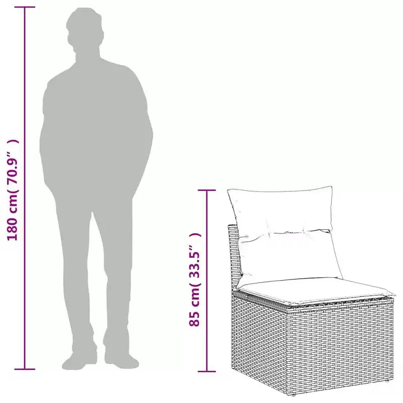 vidaXL Salon de jardin avec coussins et table d'extérieur 8 pièces en résine tressée