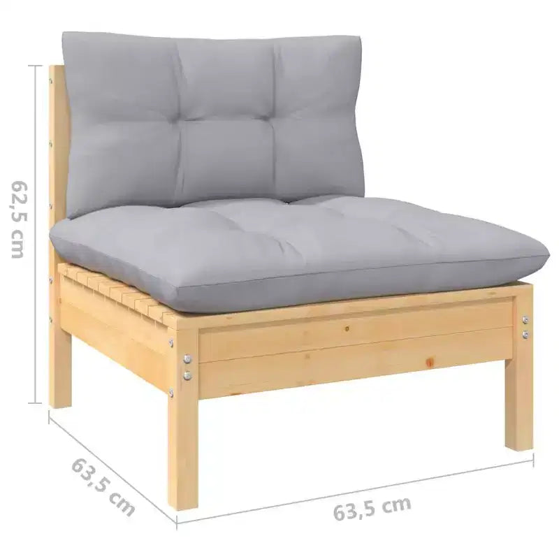 vidaXL Salon de jardin modulable avec coussins et bois de pin massif