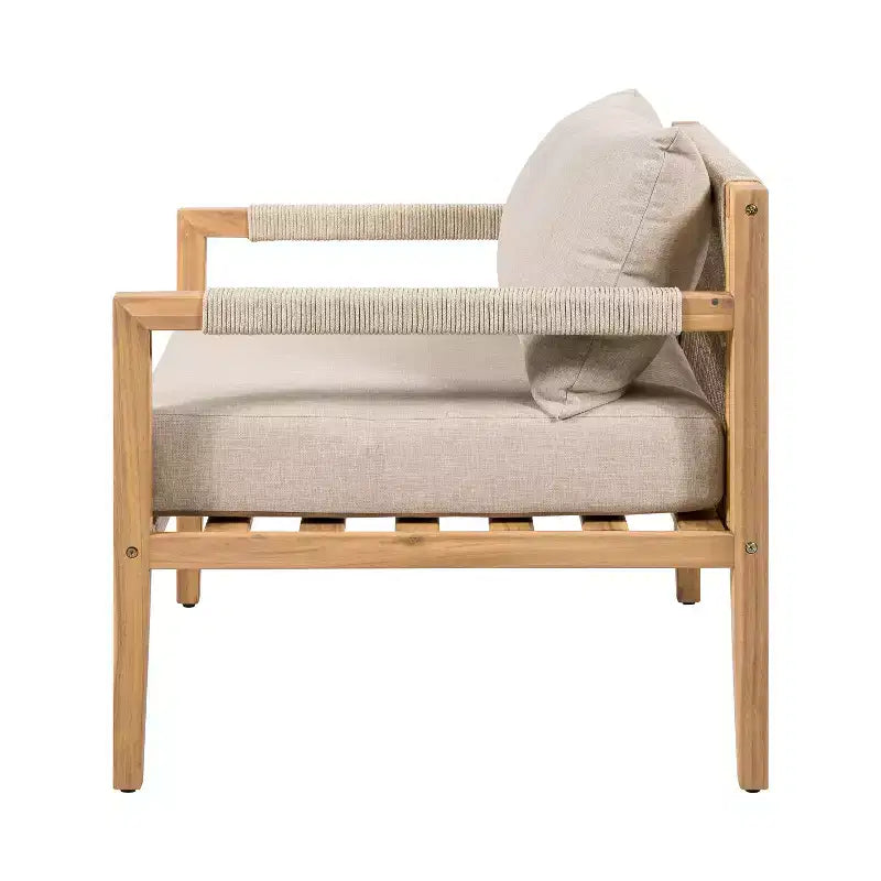 Christopher Knight Home Aditi – Salon de jardin moderne avec table d'appoint en béton léger et chaises en bois d'acacia
