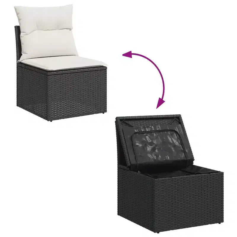 vidaXL Ensemble de canapés de jardin modulables avec coussins et rangements - Plusieurs coloris disponibles