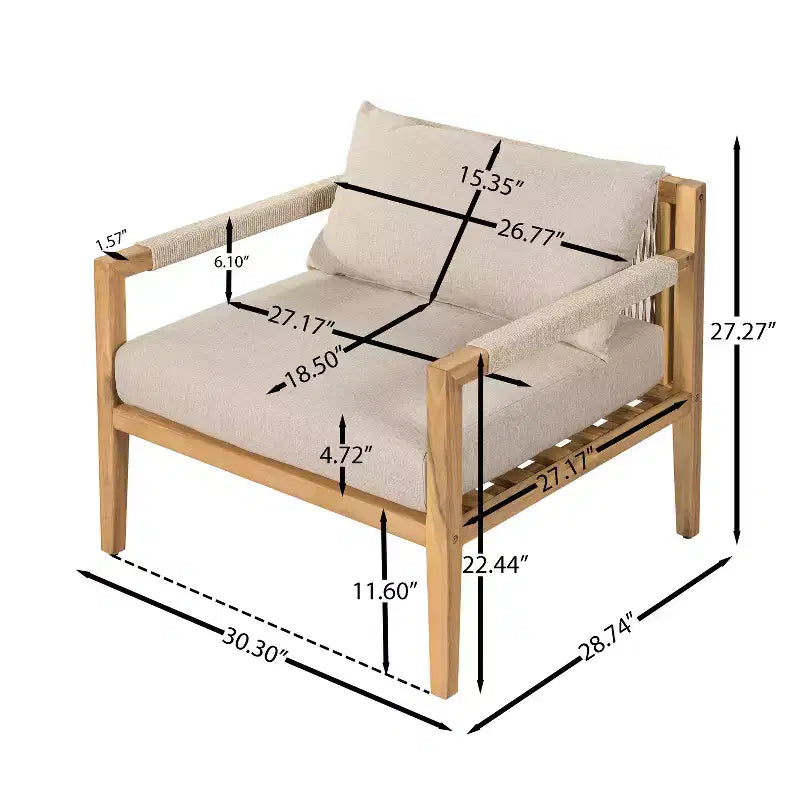 Christopher Knight Home Ilaria Ensemble de 2 fauteuils d'extérieur en bois d'acacia et corde avec table d'appoint en carrelage de céramique