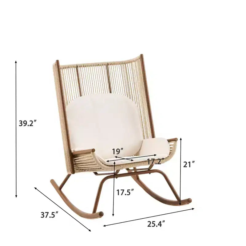 Christopher Knight Home Yann Ensemble de mobilier de jardin moderne en métal avec fauteuil à bascule et plateau de table en céramique