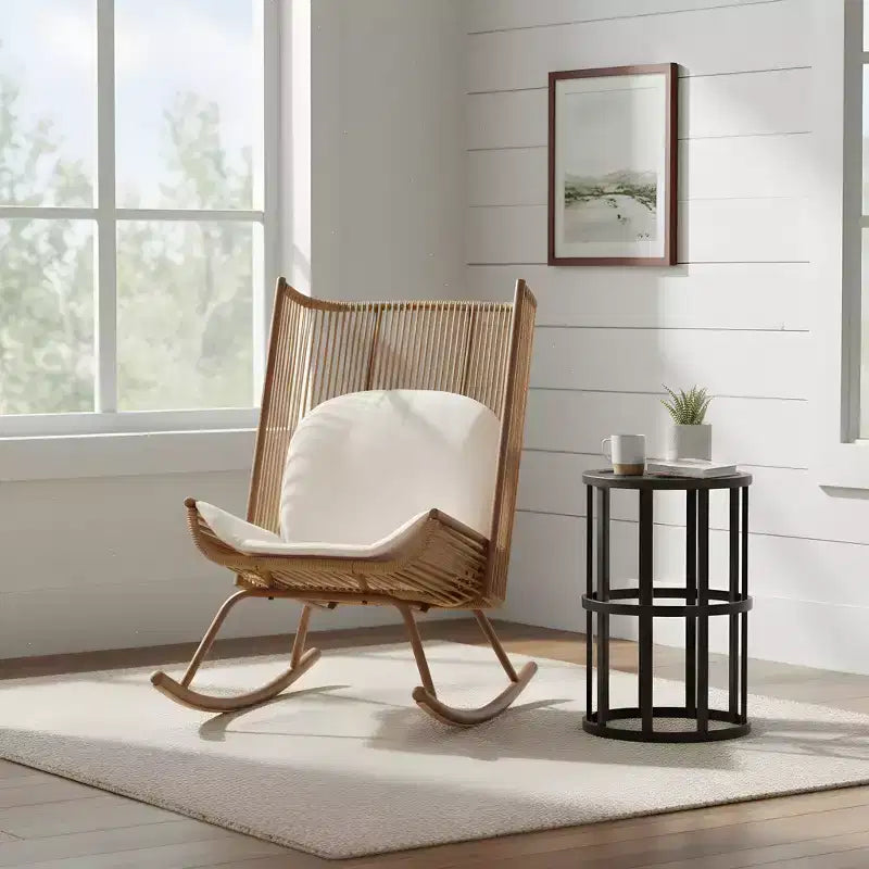 Christopher Knight Home Yann Ensemble de mobilier de jardin moderne en métal avec fauteuil à bascule et plateau de table en céramique