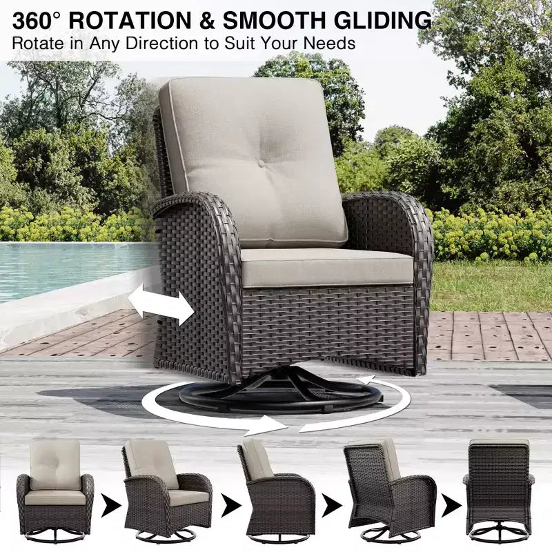 Ensemble de mobilier de jardin UPTIOT avec canapés, fauteuils pivotants, poufs et table d'appoint