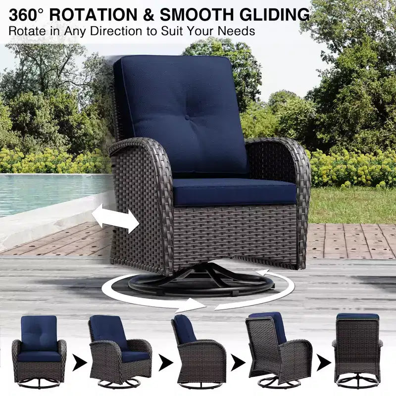 Ensemble de mobilier de jardin UPTIOT avec canapés, fauteuils pivotants, poufs et table d'appoint