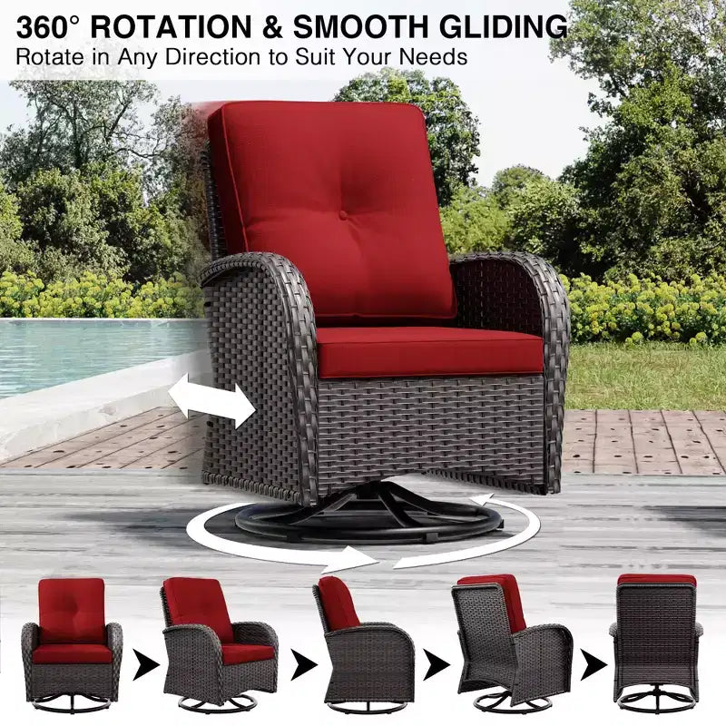 Ensemble de mobilier de jardin UPTIOT avec canapés, fauteuils pivotants, poufs et table d'appoint