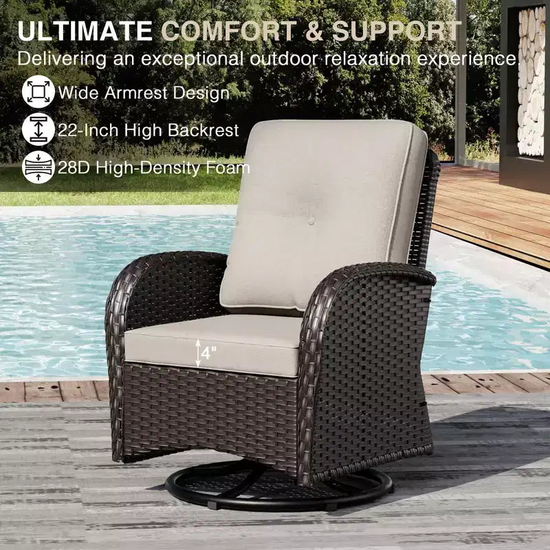 Ensemble de mobilier de jardin UPTIOT avec canapés, fauteuils pivotants, poufs et table d'appoint