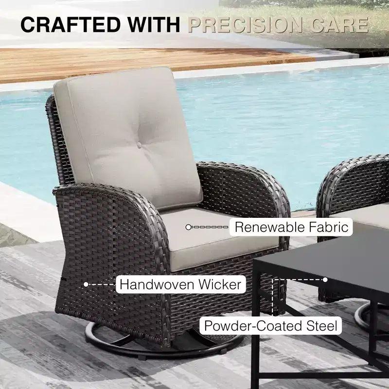 Ensemble de mobilier de jardin UPTIOT avec canapés, fauteuils pivotants, poufs et table d'appoint