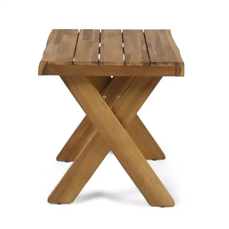 Christopher Knight Home Briar Chaise longue de jardin 2 pièces en acacia et rotin avec 2 roues et table d'appoint à lattes