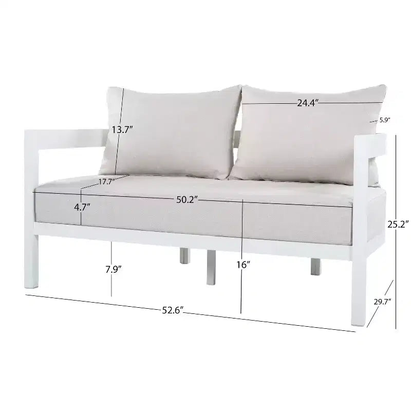Christopher Knight Home Adriel – Salon de jardin moderne 4 pièces en aluminium avec table basse en verre