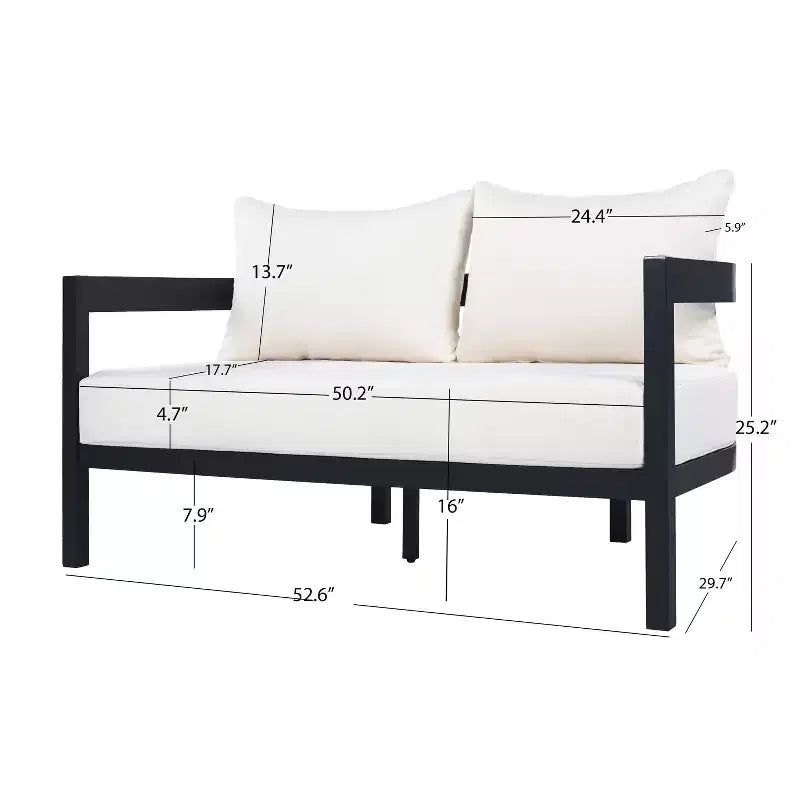 Christopher Knight Home Adriel – Salon de jardin moderne 4 pièces en aluminium avec table basse en verre